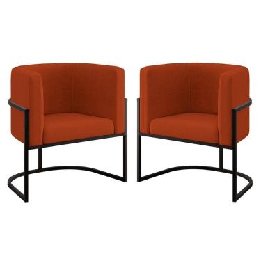 Imagem de Kit 02 Cadeiras Poltrona Lua Para Sala Quarto Balaqui Decor Terracota