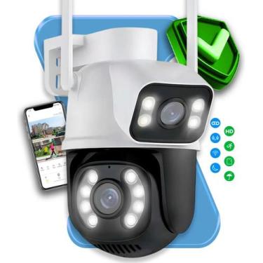 Imagem de Câmera de Segurança Wi-Fi Dupla Lente PTZ 360 Full HD Visão Noturna Co