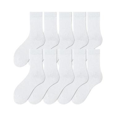Imagem de Meias De Algodão Masculinas, 10 Pares, Preto, Branco, Macio, Respiráve