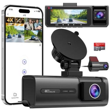 Imagem de Dash Cam Huntermax 3 canais 5G WiFi 4K+1080P+1080P 64 GB