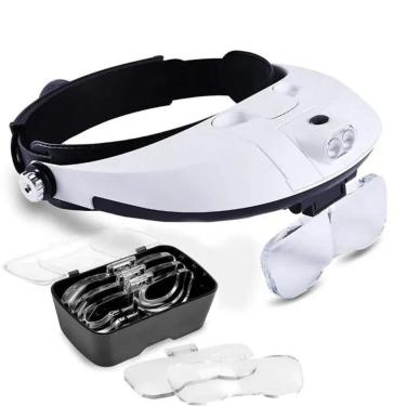 Imagem de Lupa De Cabeça Profissional 2 Super Leds + 5 Lentes aumento-Unissex