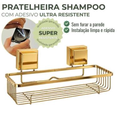 Imagem de Suporte Porta Shampoo Parede Banheiro Adesivo Resistente Future