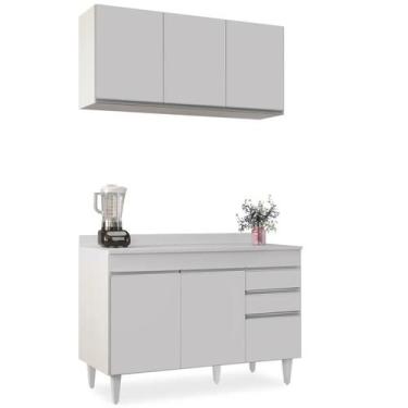 Imagem de Armário Virgínia e Balcão com Tampo Michigan 120cm Branco - Lumil - Lu