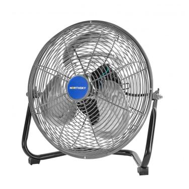 Imagem de Ventilador de Chão Industrial NORTHSKY Preto 30 cm, 1200 CFM (33,9 m³/min), 3 Velocidades, Inclinação 110°, Motor 1,52 CV 49W, Grade de Aço