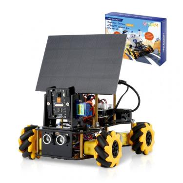 Imagem de Kit STEM robô carro solar 4WD ACEBOTT QD048 ESP32 com câmera HD rodas mecanum sensores ultrassônicos controle por app e IR Arduino