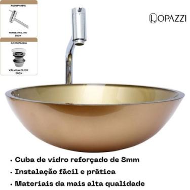 Imagem de Kit cuba de vidro p/ banheiro com torneira link gourmet e valvula clic