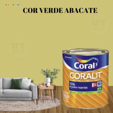 Imagem de Esmalte Sintético Base Água Coral Coralit 800ml Tinta Cor Verde Acetin