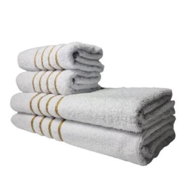 Imagem de Jogo De Toalha 2 Banho 2 Rosto 4pçs Luxo Dubai Branco - TOALHAS SHOW