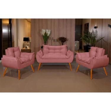 Imagem de Kit 2 Poltronas e 1 Namoradeira Opala Suede com Pés Palito