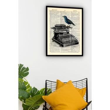 Imagem de Quadro Decorativo Pássaro Máquina de Escrever  - 70x50cm