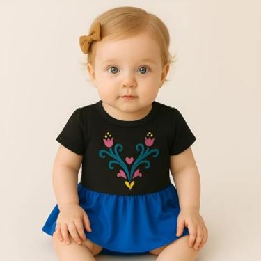 Imagem de Fantasia Anna e Elsa Frozen Infantil – Body com Saia + Tiara Trança (Preto, M)