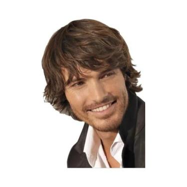 Imagem de Peruca Sintética Natural Preta Curta Para Homens, Resistente Ao Calor,