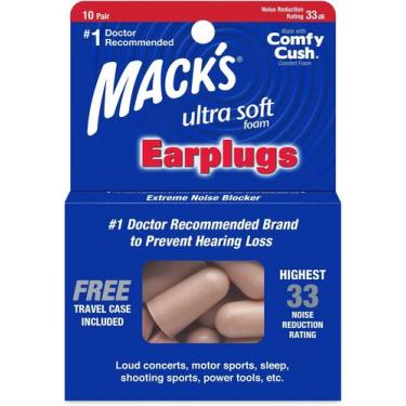 Imagem de Protetor Auricular Macks Ultra Soft Foam Bege 32dB Espuma 10 Pares Com