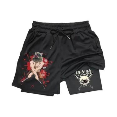 Imagem de Shorts Esportivos Masculinos 2 Em 1 Respiráveis De Camada Dupla Para C