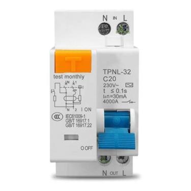 Imagem de Disjuntor Dr Bipolar Fuga Diferencial Residual 2p 20a 30ma - Tomzn