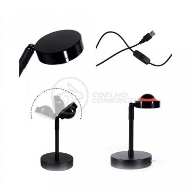 Imagem de Luminária de Projeção Mini Ring Light Sunset Sol para Luz Circular Colorida com Cabeça Ajustável Sol Smart Tech