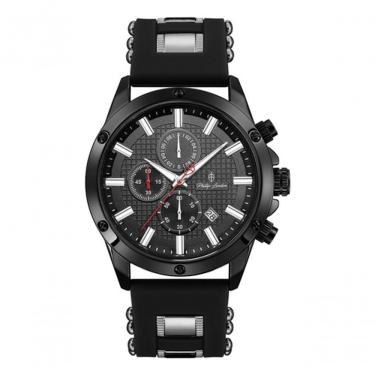 Imagem de Relógio de Pulso Masculino Falcon Black Esportivo Cronógrafo com Pulseira em Couro e Silicone Resistente Preto