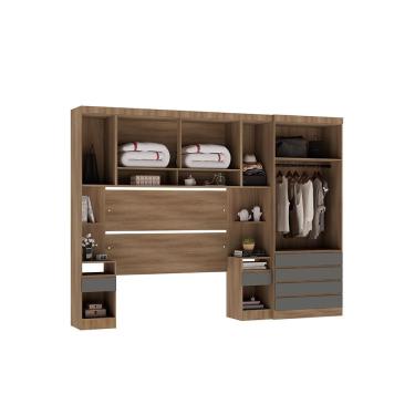 Imagem de Guarda Roupa Casal Modulado 6 Portas E 6 Gavetas Veneza Avelã Pf-cinza Supremo Pf