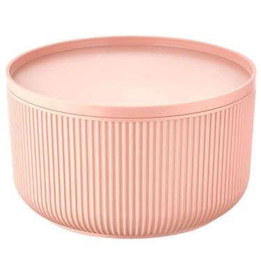 Imagem de Travessa Redonda Velout para Servir Alimentos em Plástico com Tampa de Encaixe Perfeito 4L Rosa Dynasty