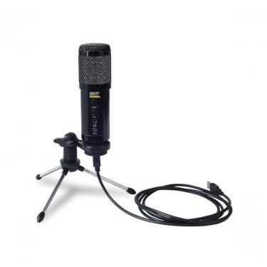 Imagem de Microfone Condensador com Fio USB Podcast 400u para Gravação de Voz com Tripé Regulável e Controle de Echo Preto