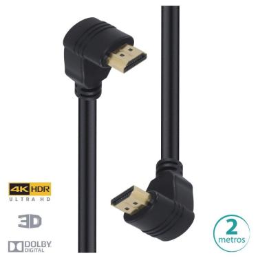 Imagem de Cabo HDMI HDMI 2.0 4K Ultra HD 3D 90 graus  2M com Resolução 4K 60FPS HDR Conectores An...