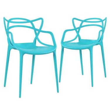 Imagem de Kit 2 cadeiras design jantar cozinha Masters Allegra - Azul Turquesa -