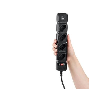 Imagem de Protetor Eletrônico Intelbras 2 Usb Preto - INTELBRAS - COMUNICACAO