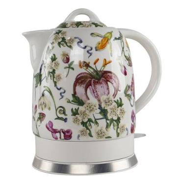 Imagem de Chaleira Elétrica de Porcelana Elegance 1,5L Branca Floral 127v - Tuut