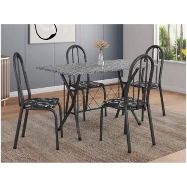 Imagem de Mesa de Jantar 4 Cadeiras Retangular Preto Artefamol Ravena, Preto