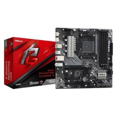 Imagem de Placa-Mãe ASRock B550M Phantom Gaming 4, AMD B550, mATX, DDR4, Preto - 90-MXBE9*-Unissex