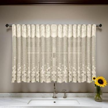 Imagem de Cortina de Renda - Copa e Cozinha - Tulipinha - Bege - 2,20m x 1,20m -