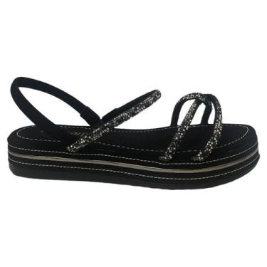 Imagem de Sandália Via Scarpa Tira Sina Strass, Cam preto, 35
