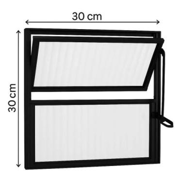 Imagem de Vitro Basculante Janela 30x30 Aluminio Preto Vidro Canelado - Variadas