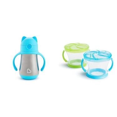 Imagem de Copos infantis Munchkin Cool Cat em aço inoxidável de 240 mL, pacote c