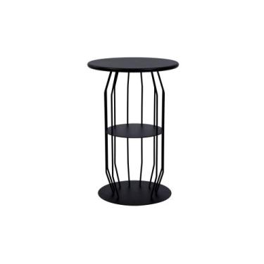 Imagem de Mesa Lateral Silueta Baixa Redonda Luxo Minimalista Preto - Studio Met