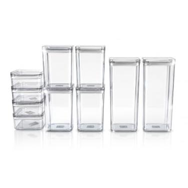 Imagem de Kit 10 Potes Herméticos Organizadores Empilháveis para Mantimentos - Pote Hermético BPA Free - Utensílios para Cozinha, Armário, Alimentos, Porta Mantimentos, Empilhável