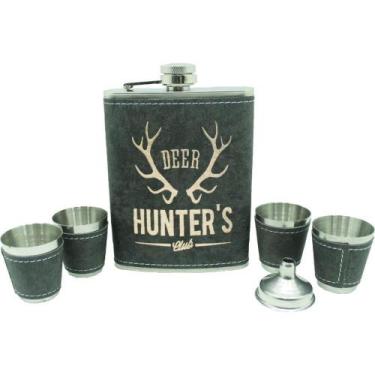 Imagem de Cantil De Bolso Porta Bebidas Whisky Drinks Inoxidável Couro - OUTRAS 