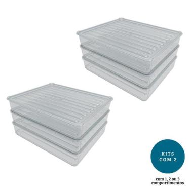 Imagem de Kit Porta Frios Presunto Queijo Kit Acrílico Resistente Duplo Com Tamp