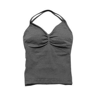 Imagem de Top De Ginástica Feminino Longline Com Alças E Costas Abertas, Sem Log