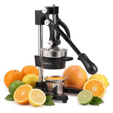Imagem de Espremedor manual de ferro fundido, espremedor comercial de limão, espremedor de cítricos profissional, ideal para extrair suco de limões, laranjas e toranjas. Fácil de limpar. (Preto)