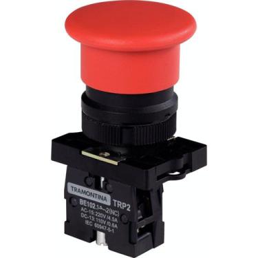 Imagem de Botão Cogumelo Tramontina TRP2-EC42 1NF Vermelho com Base de Plástico