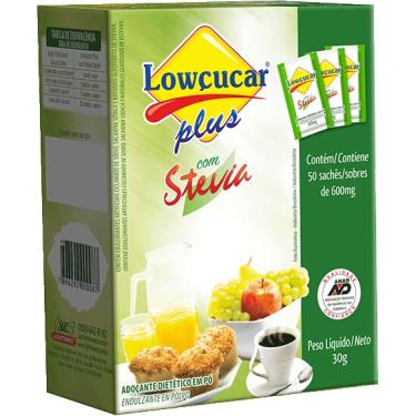 Imagem de Adoçante Dietético Lowçucar Plus com Stevia pó 50sachês 600mg 30g