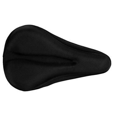 Imagem de Maquer Almofada de assento de bicicleta de gel de sílica, resistente ao desgaste, preto, unversal, durável, capa de assento de bicicleta de gel, para bicicletas estacionárias de ciclismo (ranhura reta)