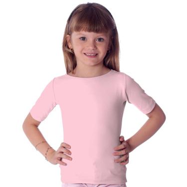 Imagem de Blusa Infantil com Proteção Solar Nude Feminina Meia Manga Decote Canoa