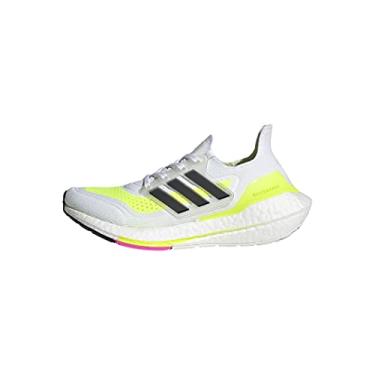 Imagem de adidas Tênis de corrida unissex infantil Ultraboost 21, Branco/preto/amarelo solar, 17
