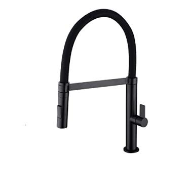 Imagem de Torneira de cozinha pull out flexível torneira misturadora de chuveiro preto gourmet torneiras de pia de alavanca única latão branco torneiras de água quente e fria, 2, função preta, china