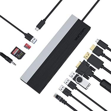 Imagem de WAVLINK Estação de ancoragem USB C com tela tripla, DP | HDMI | VGA, PD3.0, leitor de cartão SD TF, Gigabit Ethernet, 4 portas USB compatíveis com MacOS e Windows