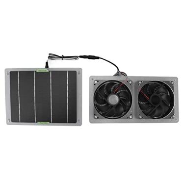 Imagem de Painel solar portátil, painel solar 100w 12v com ventilador de exaustão duplo à prova d'água redução de temperatura ventilador solar para galinheiros estufas galpões casas para animais de estimação