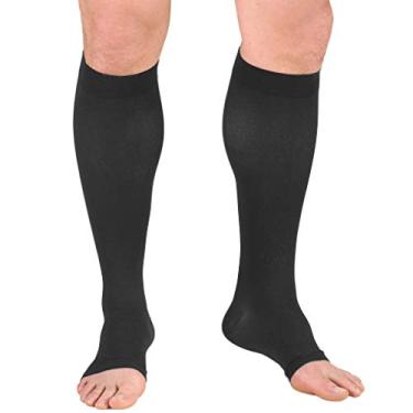 Imagem de Truform Meias de compressão 20-30 mmHg para homens e mulheres, comprimento até o joelho, dedos abertos, carvão, GG