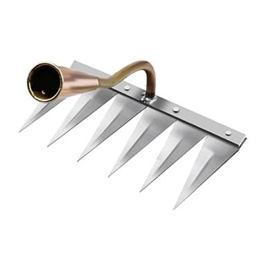 Imagem de FAKEME Ferramenta Extrator de daninhas Canteiros de Flores Durável Legumes Plantar Agrícola Enxada para, 6 dente de cobre